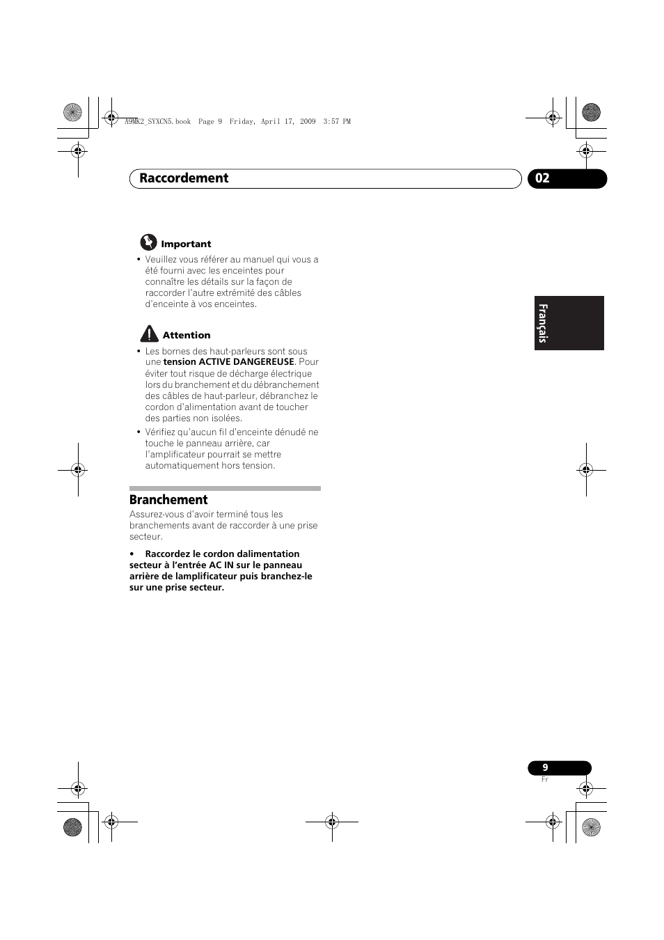 Branchement, Raccordement 02 | Pioneer A-A9MK2-K User Manual | Page 27 / 128