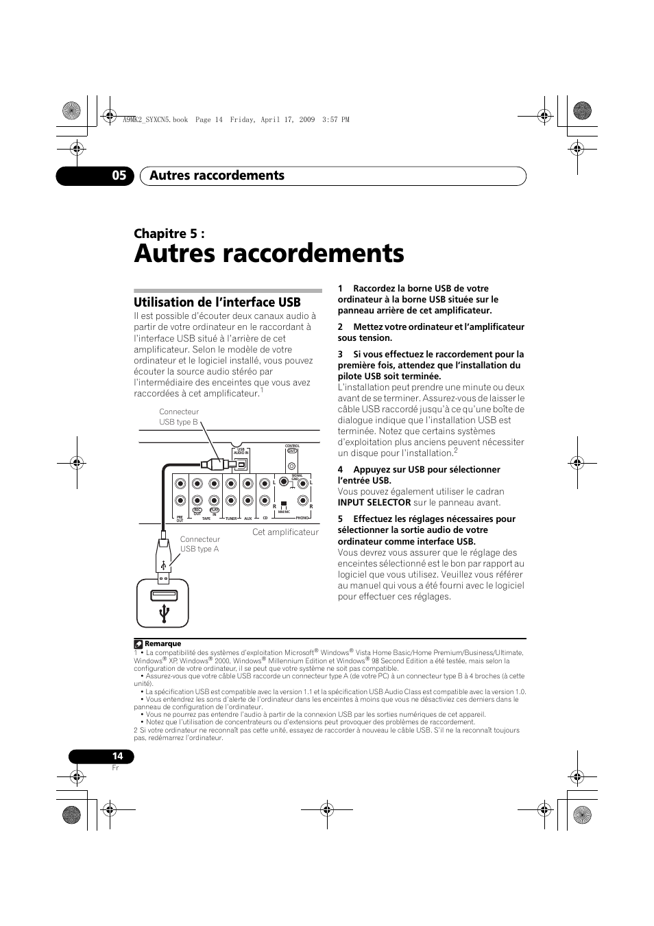 Utilisation de l’interface usb, Autres raccordements, Autres raccordements 05 | Chapitre 5 | Pioneer A-A9MK2-K User Manual | Page 32 / 128