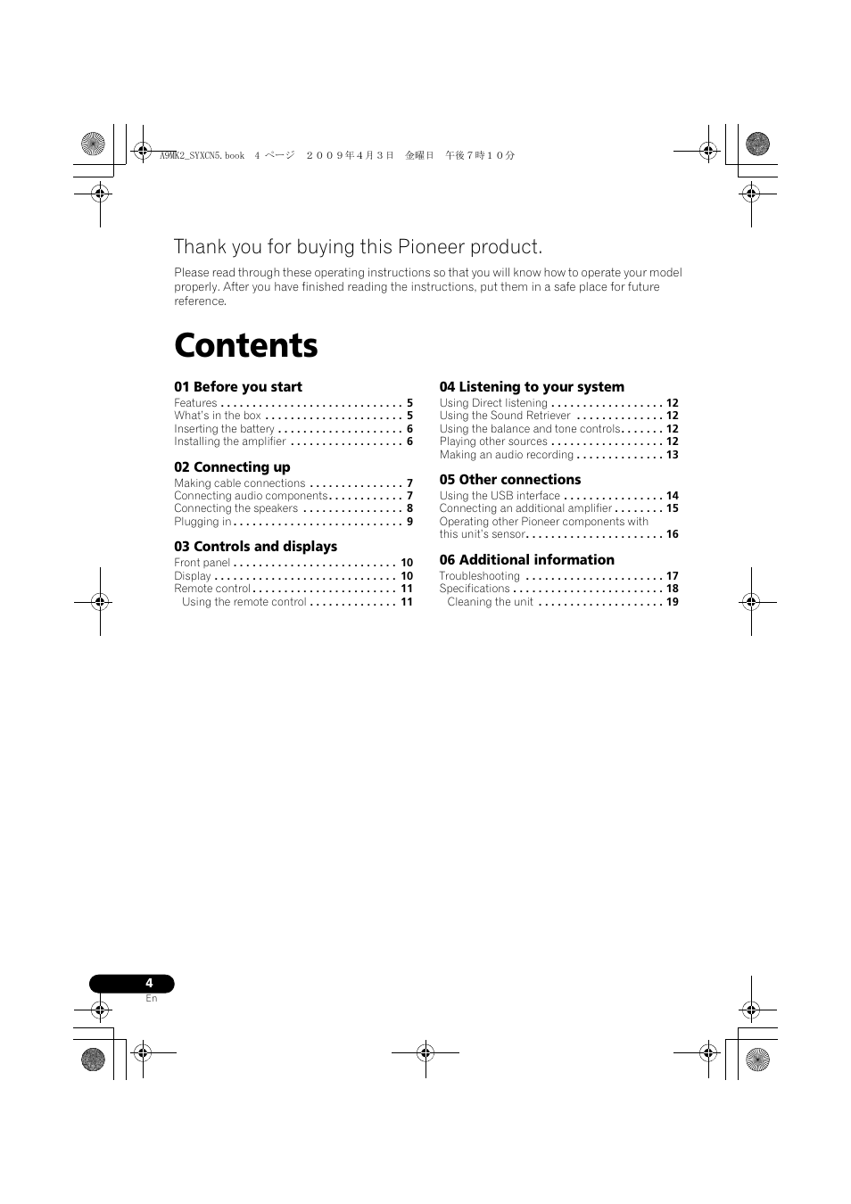 Pioneer A-A9MK2-K User Manual | Page 4 / 128