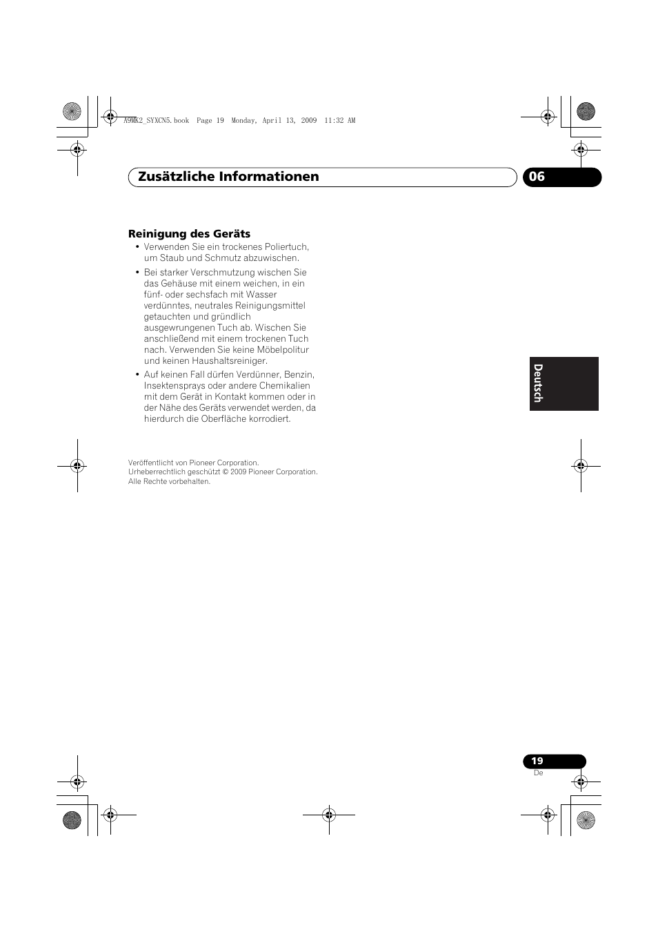 Reinigung des geräts, Zusätzliche informationen 06 | Pioneer A-A9MK2-K User Manual | Page 55 / 128