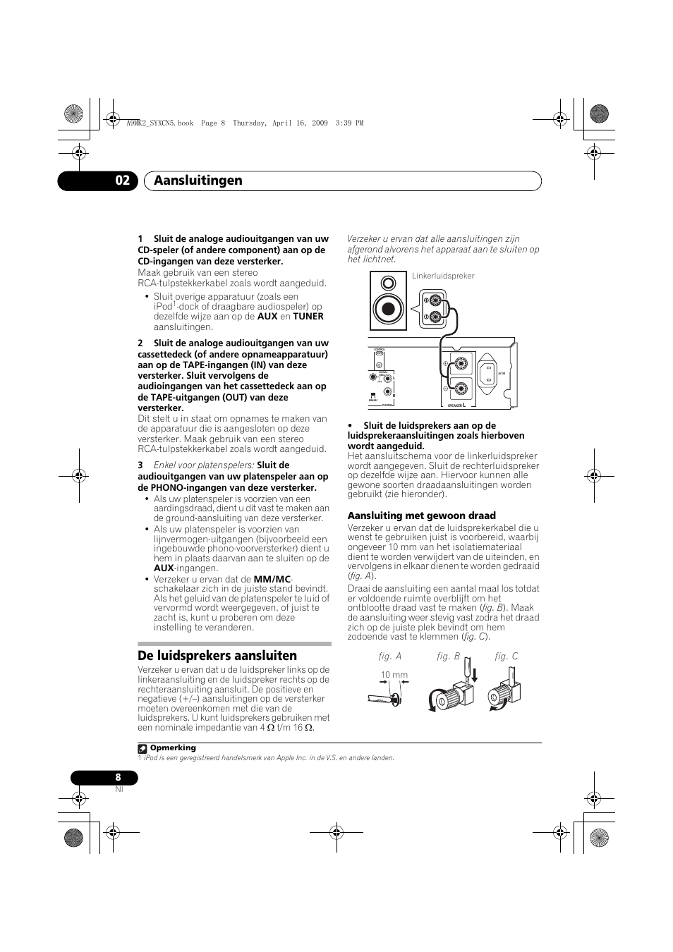 De luidsprekers aansluiten, Aansluitingen 02 | Pioneer A-A9MK2-K User Manual | Page 62 / 128