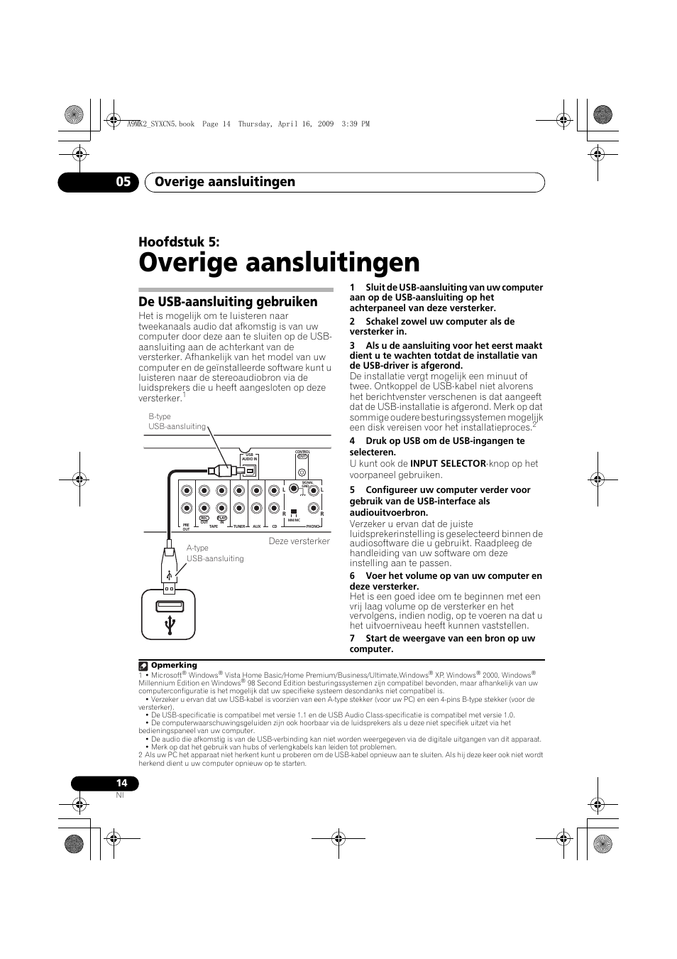 De usb-aansluiting gebruiken, Overige aansluitingen, Overige aansluitingen 05 | Hoofdstuk 5 | Pioneer A-A9MK2-K User Manual | Page 68 / 128
