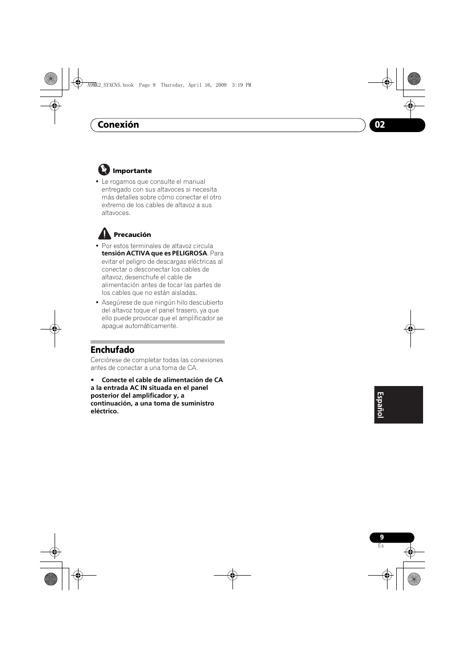 Enchufado, Conexión 02 | Pioneer A-A9MK2-K User Manual | Page 99 / 128