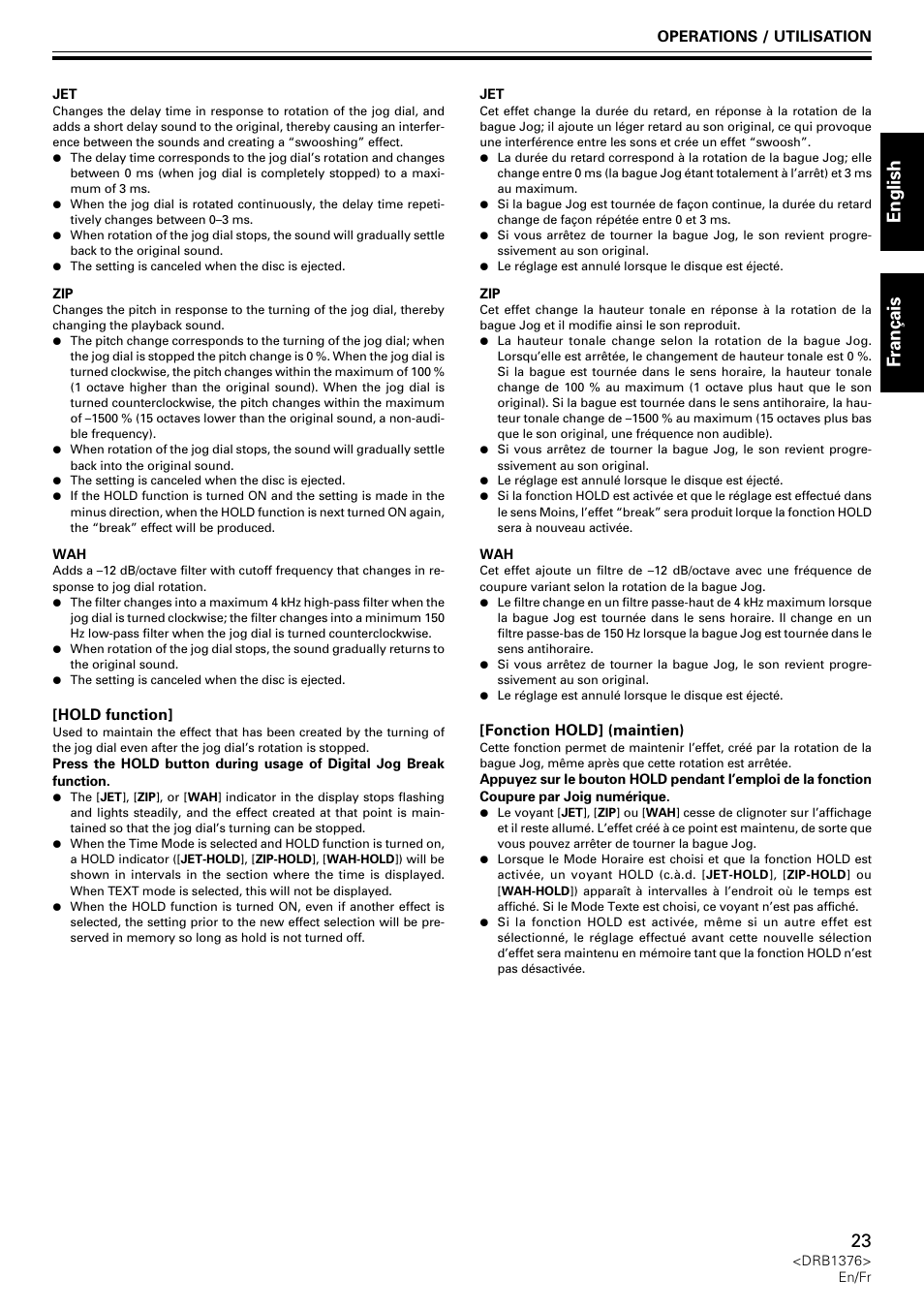 English fran ç ais | Pioneer CDJ-200 User Manual | Page 23 / 92