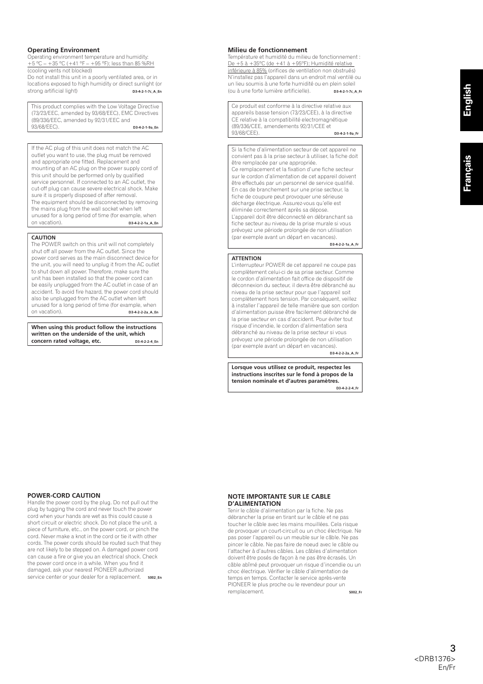 English français 3, Drb1376> en/fr | Pioneer CDJ-200 User Manual | Page 3 / 92