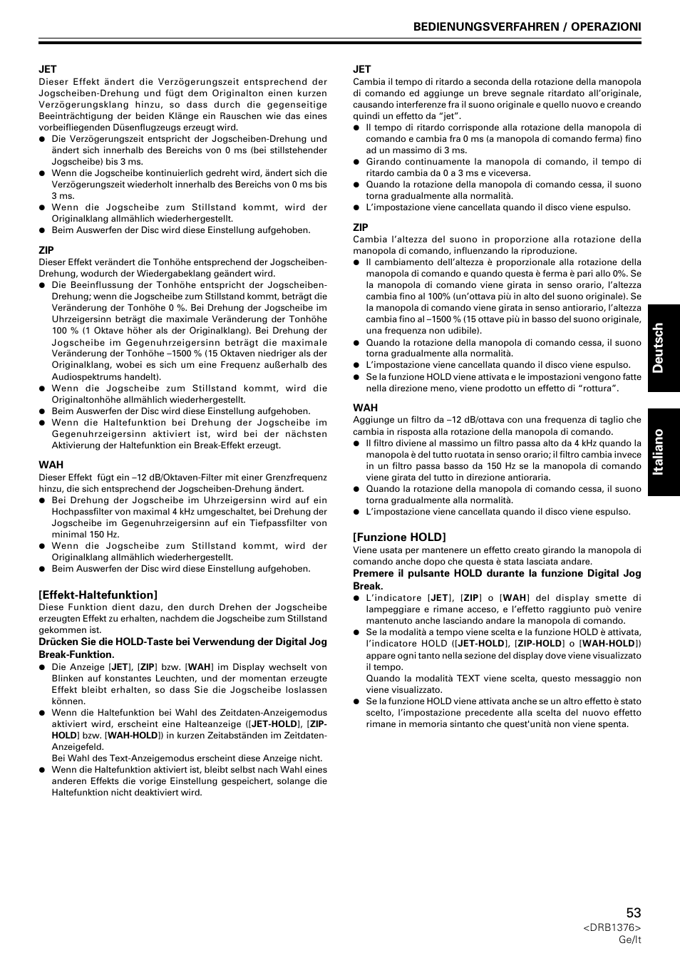 Deutsch italiano | Pioneer CDJ-200 User Manual | Page 53 / 92