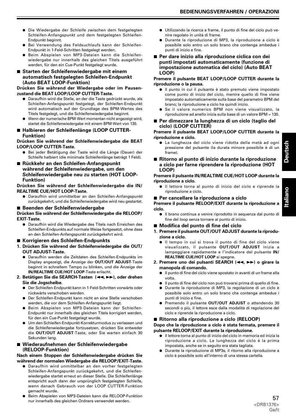 Deutsch italiano | Pioneer CDJ-200 User Manual | Page 57 / 92