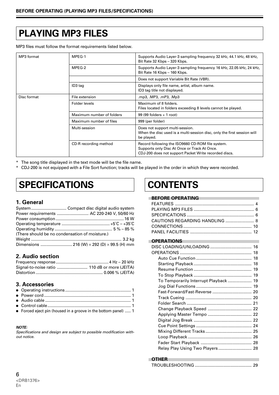 Pioneer CDJ-200 User Manual | Page 6 / 92