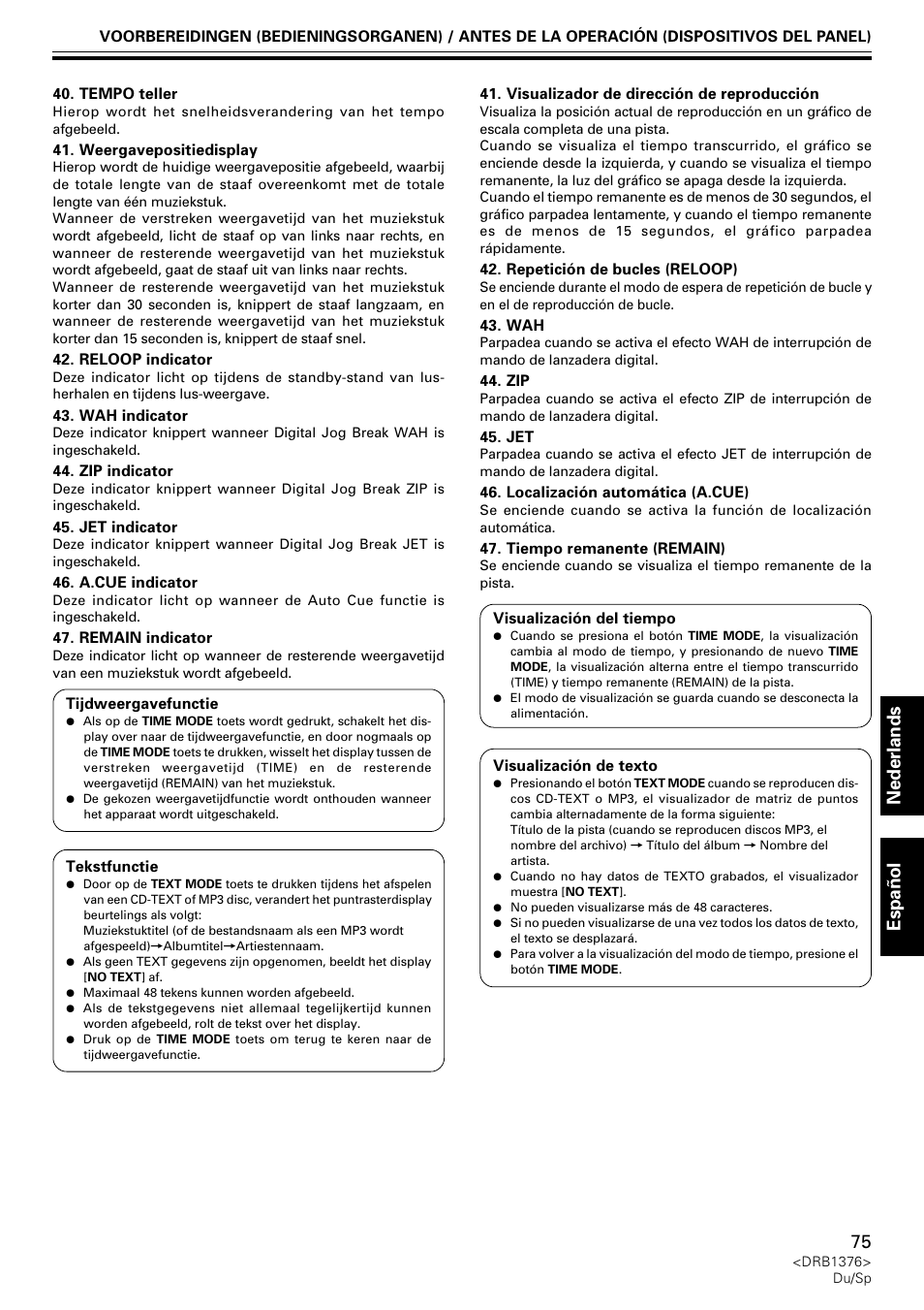 Nederlands espa ñ ol | Pioneer CDJ-200 User Manual | Page 75 / 92