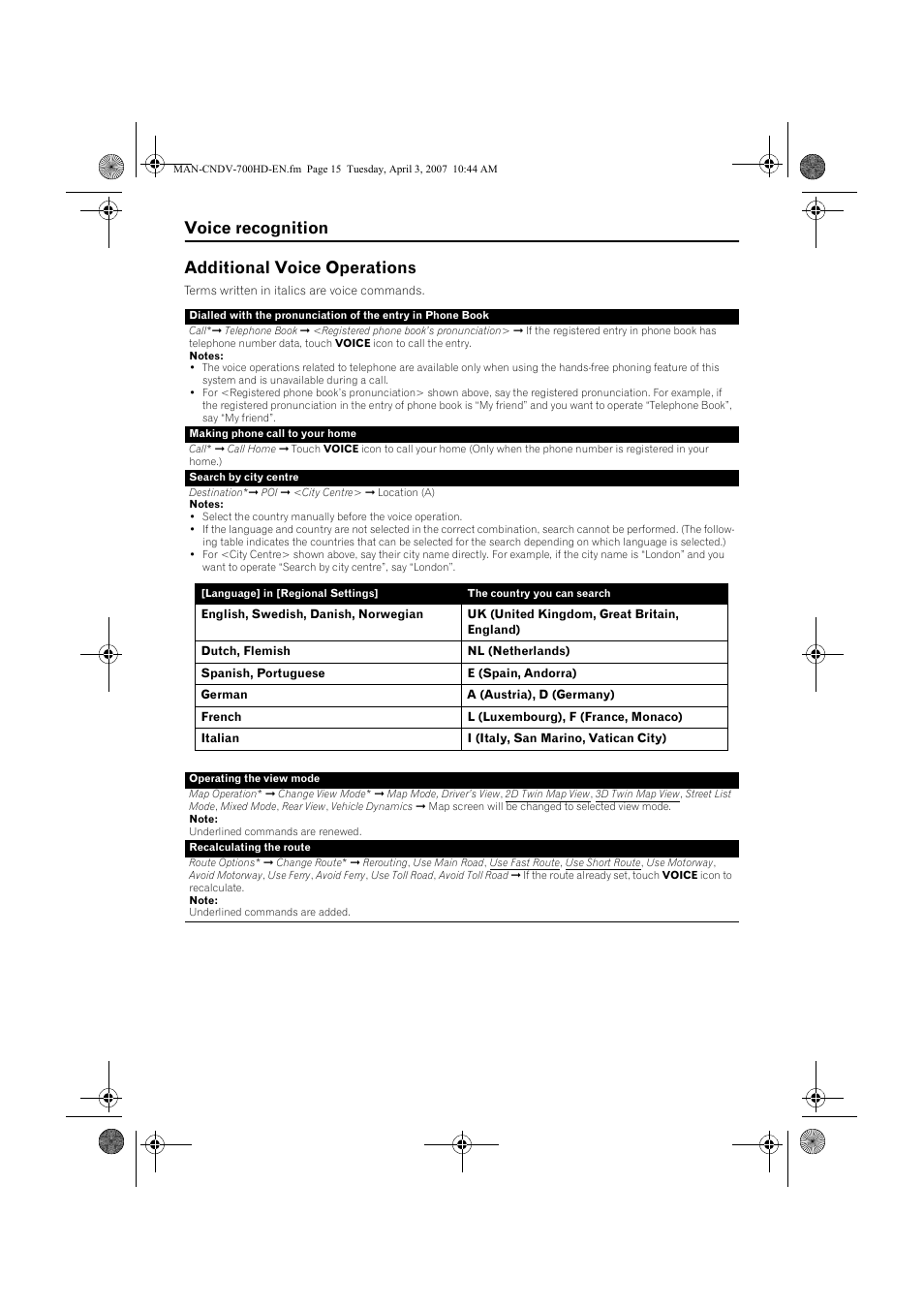 Voice recognition additional voice operations | Pioneer CNDV-700HD User Manual | Page 15 / 18