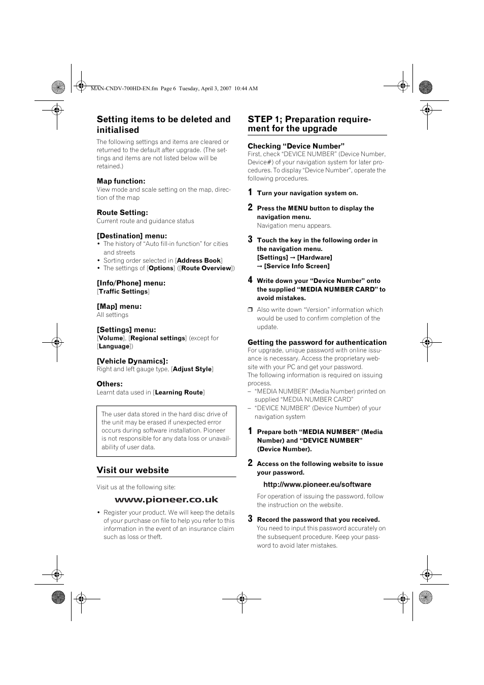 Pioneer CNDV-700HD User Manual | Page 6 / 18