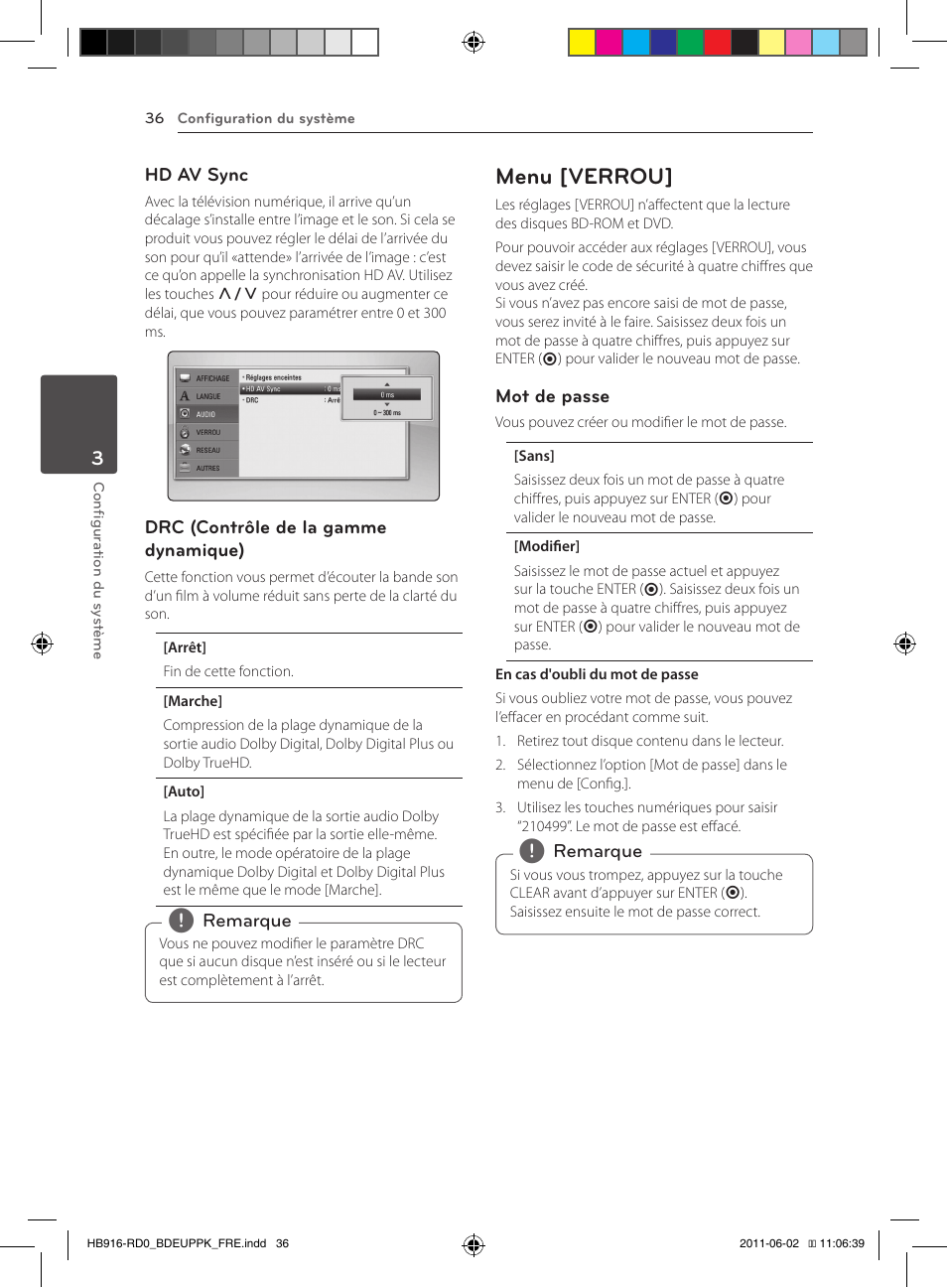 36 – menu [verrou, Menu [verrou | Pioneer BCS-313 User Manual | Page 106 / 436