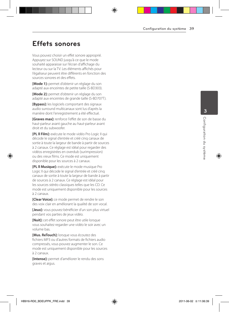 39 effets sonores, Effets sonores | Pioneer BCS-313 User Manual | Page 109 / 436