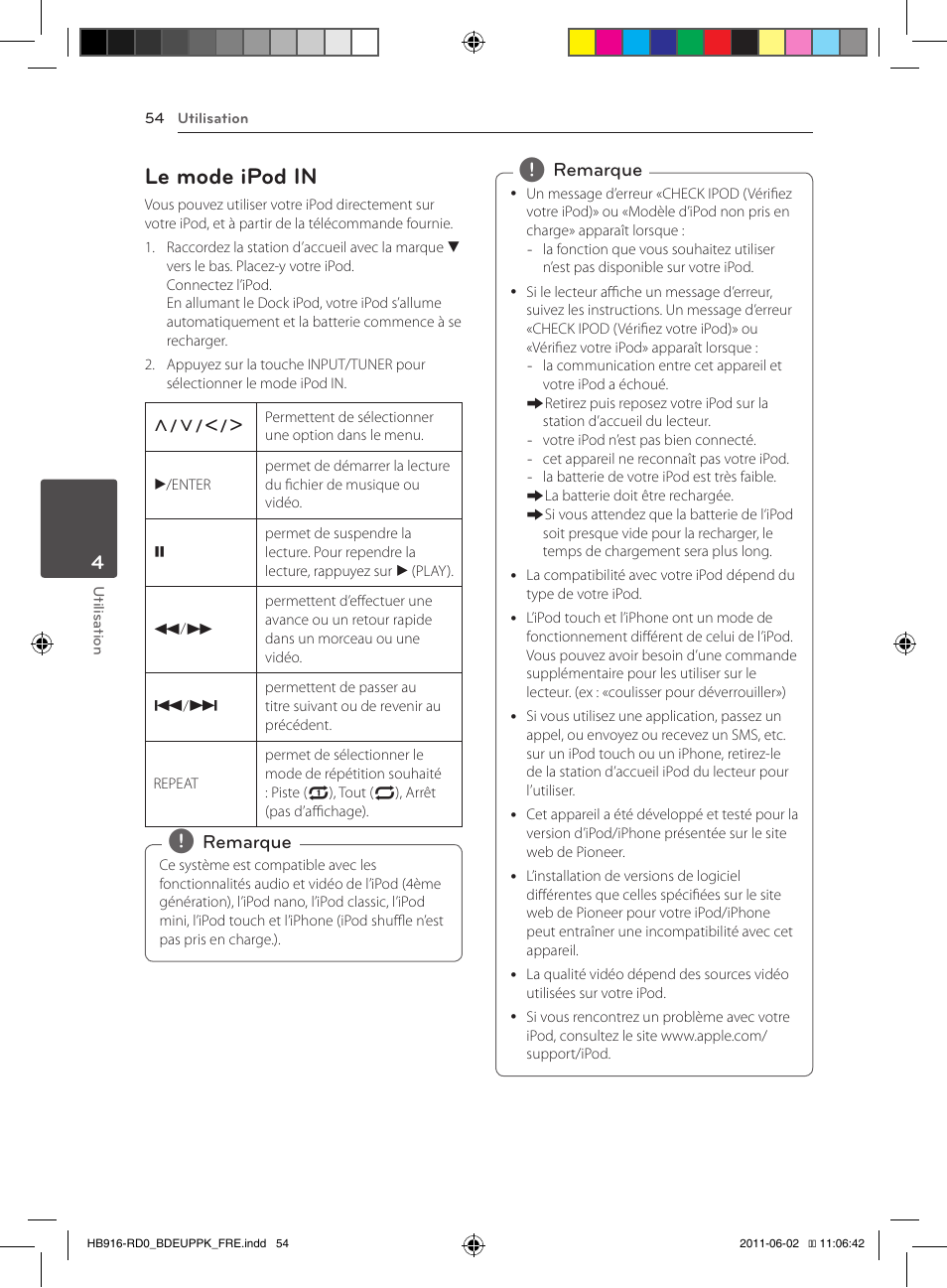 54 – le mode ipod in, Le mode ipod in | Pioneer BCS-313 User Manual | Page 124 / 436