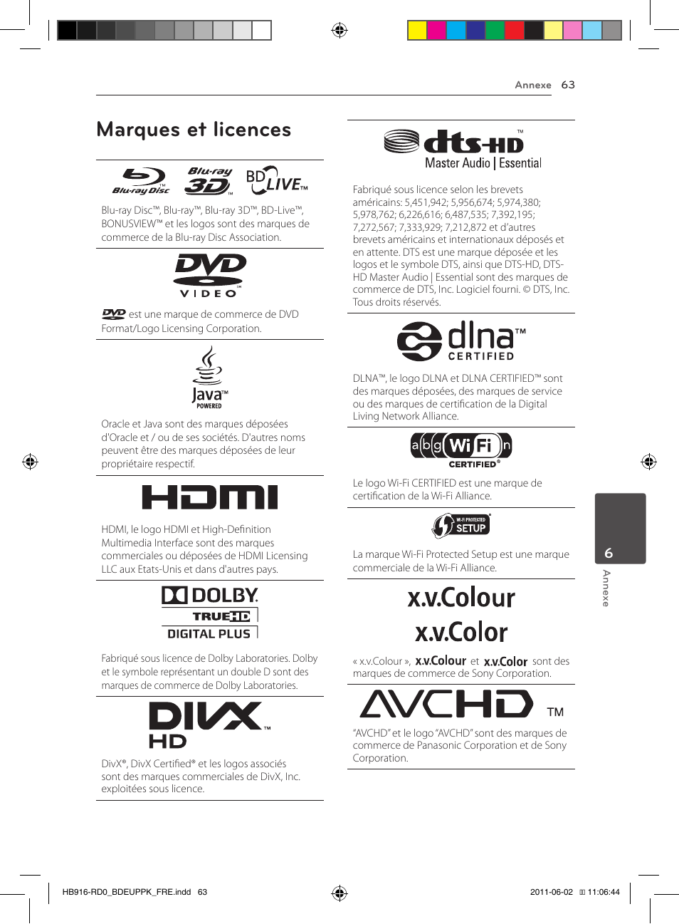 63 marques et licences, Marques et licences | Pioneer BCS-313 User Manual | Page 133 / 436