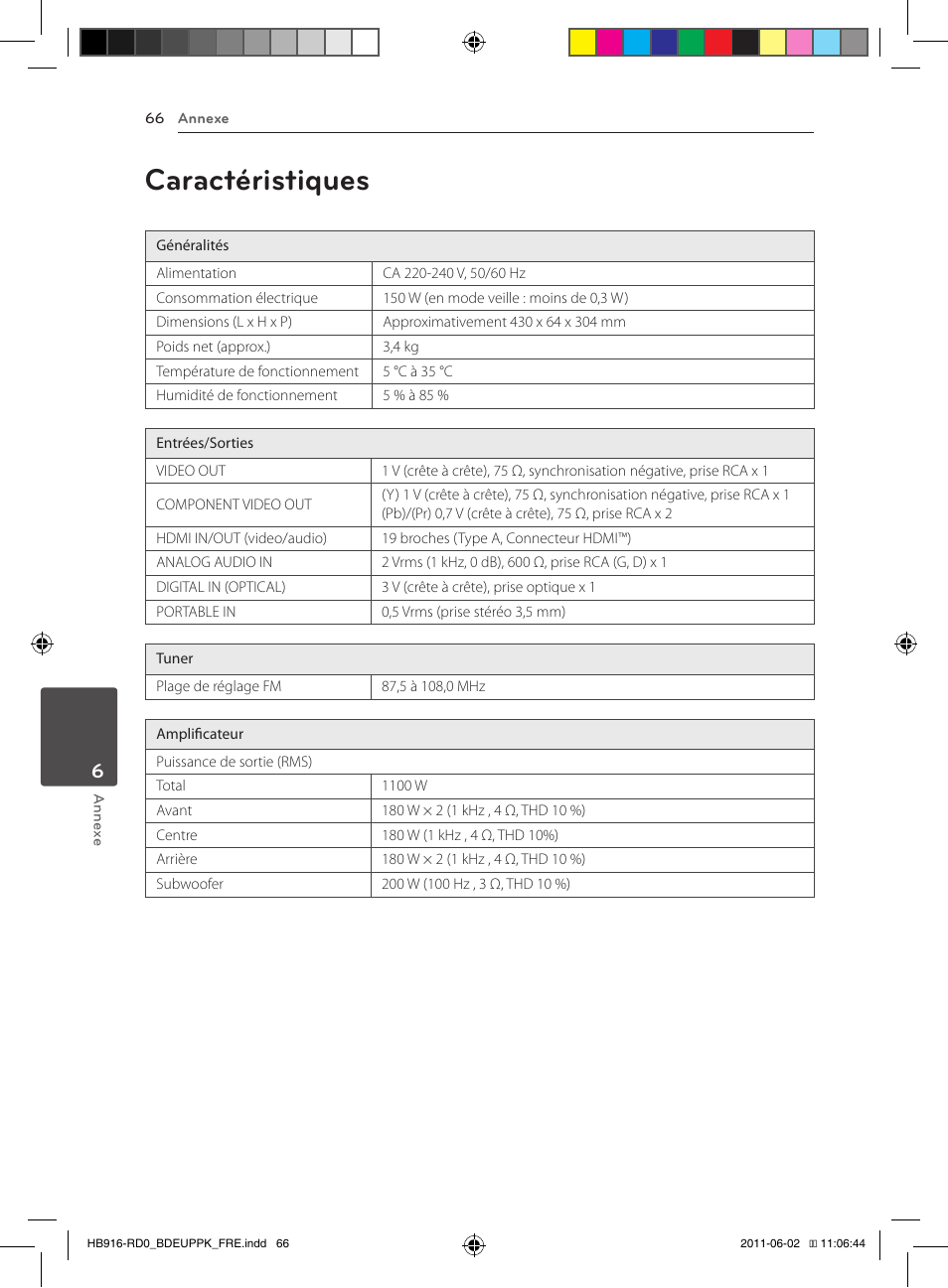 66 caractéristiques, Caractéristiques | Pioneer BCS-313 User Manual | Page 136 / 436