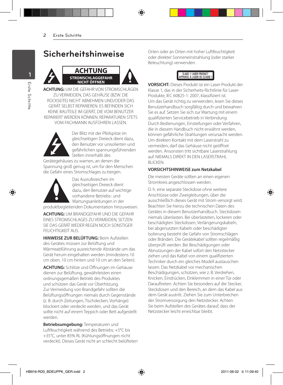 Hb916-rd0_bdeuppk_om_ger_0602, Sicherheitshinweise, Achtung | Pioneer BCS-313 User Manual | Page 148 / 436