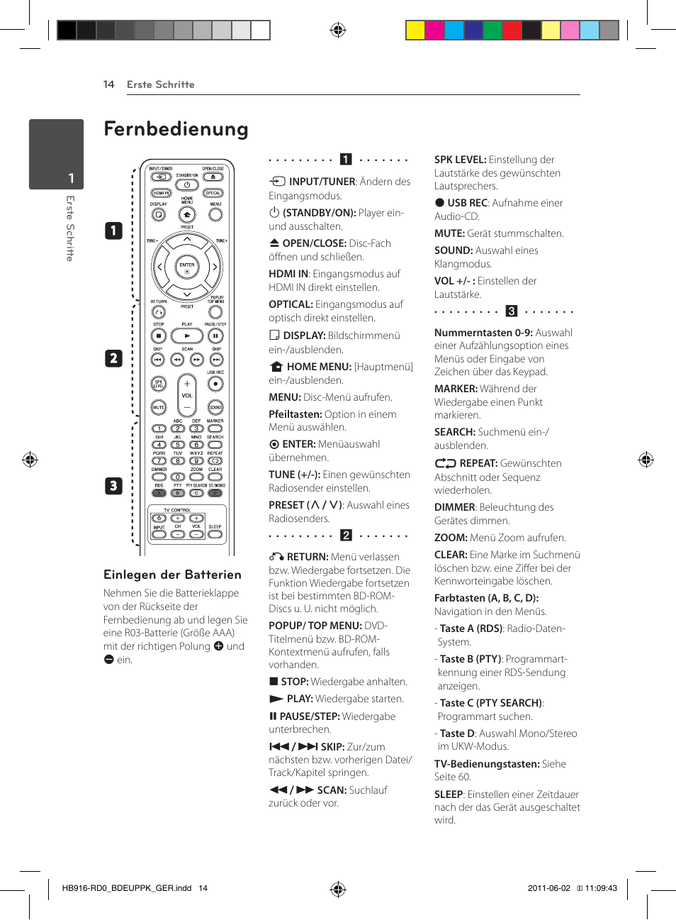 Fernbedienung, Einlegen der batterien | Pioneer BCS-313 User Manual | Page 160 / 436