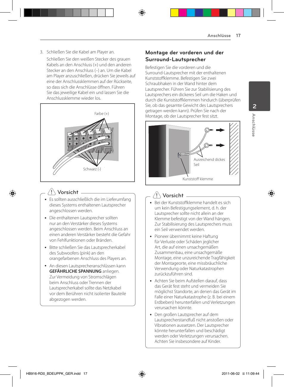 Vorsicht | Pioneer BCS-313 User Manual | Page 163 / 436
