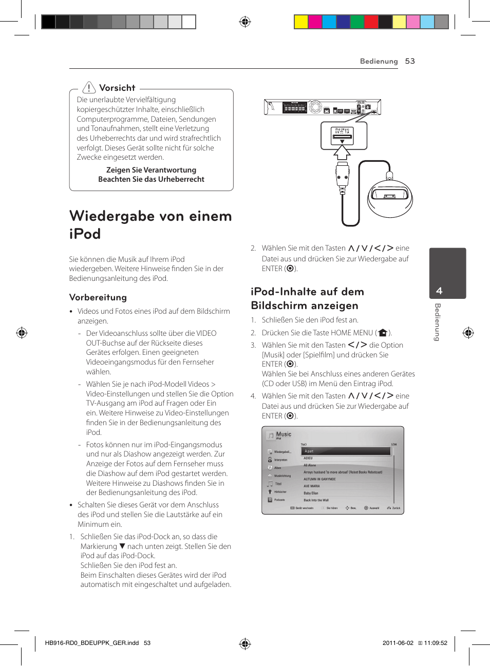 Anzeigen, Wiedergabe von einem ipod, Ipod-inhalte auf dem bildschirm anzeigen | Pioneer BCS-313 User Manual | Page 199 / 436