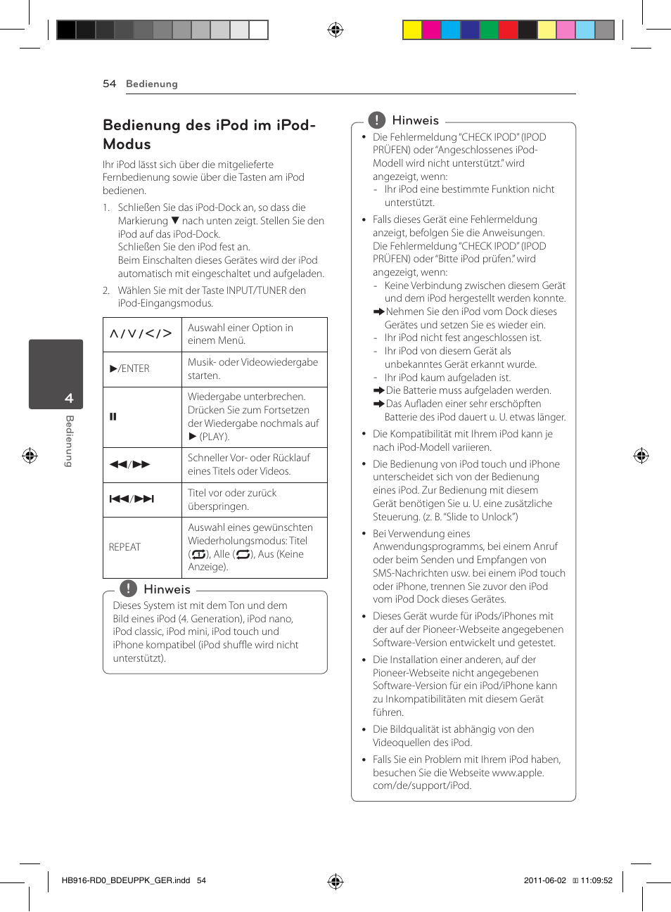 54 – bedienung des ipod im ipod-modus, Bedienung des ipod im ipod- modus | Pioneer BCS-313 User Manual | Page 200 / 436