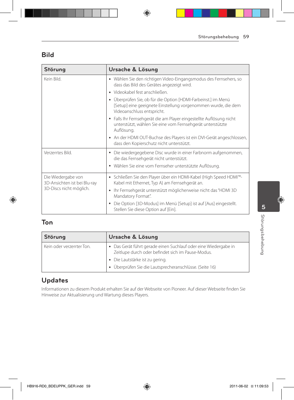 59 – bild 59 – ton 59 – updates, Bild, Updates | Pioneer BCS-313 User Manual | Page 205 / 436