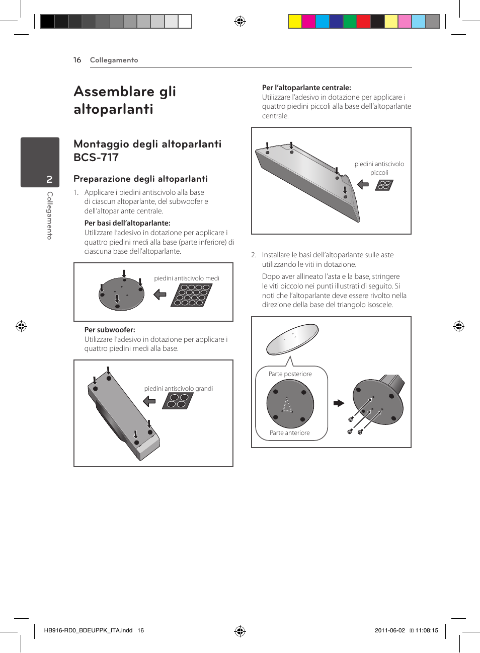 Assemblare gli altoparlanti, 16 – montaggio degli altoparlanti bcs-717, Montaggio degli altoparlanti bcs-717 | Preparazione degli altoparlanti | Pioneer BCS-313 User Manual | Page 232 / 436