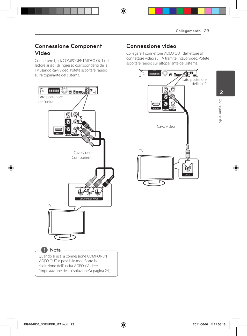 Connessione component video, Connessione video | Pioneer BCS-313 User Manual | Page 239 / 436
