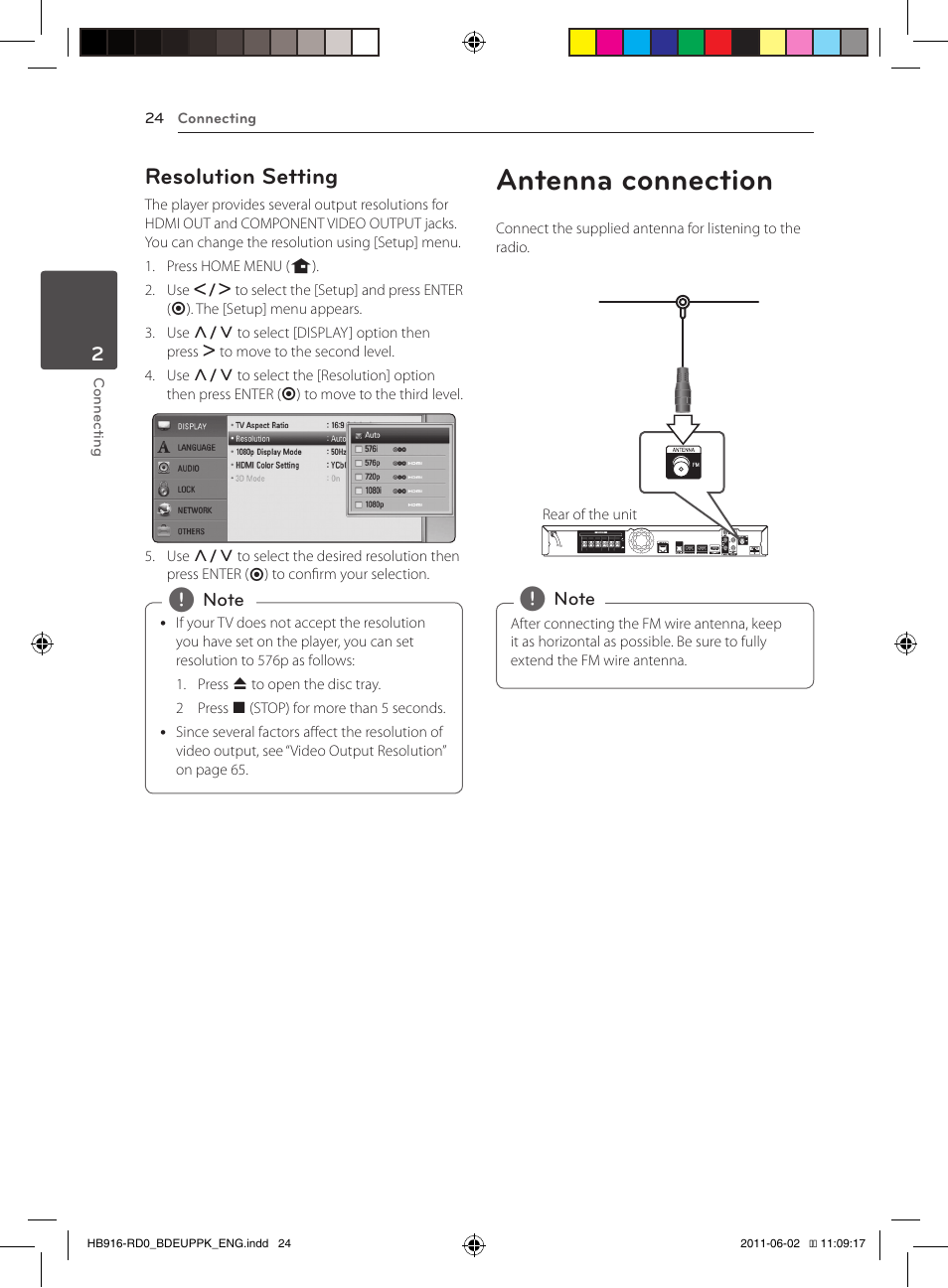 24 – resolution setting 24 antenna connection, Antenna connection, Resolution setting | Pioneer BCS-313 User Manual | Page 24 / 436