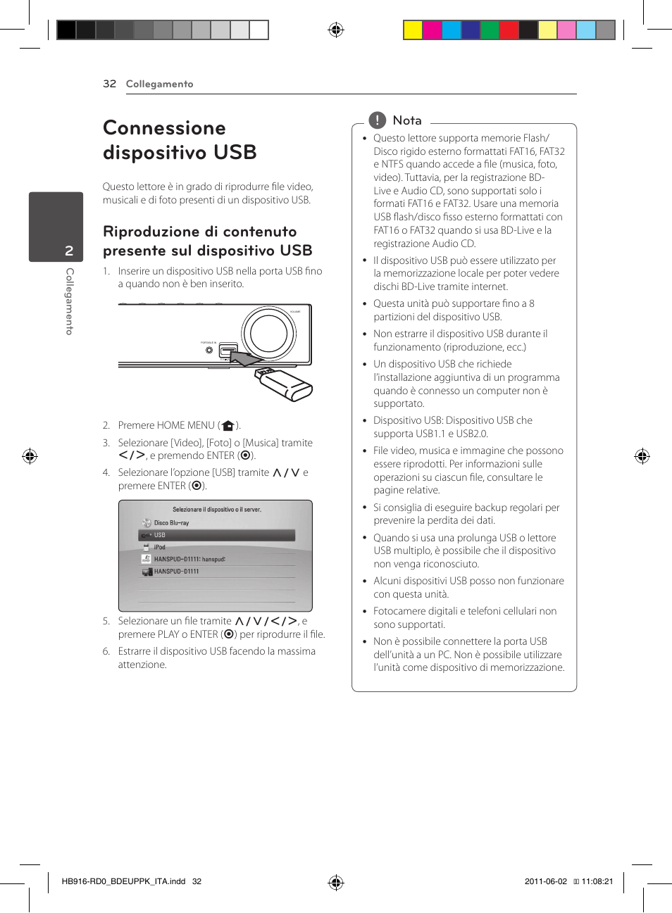 Sul dispositivo usb, Connessione dispositivo usb | Pioneer BCS-313 User Manual | Page 248 / 436