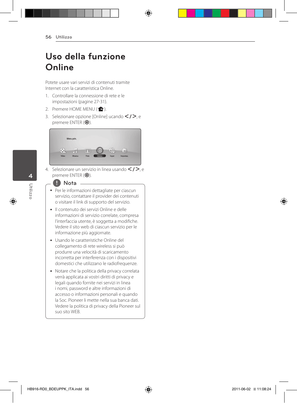 56 uso della funzione online, Uso della funzione online | Pioneer BCS-313 User Manual | Page 272 / 436