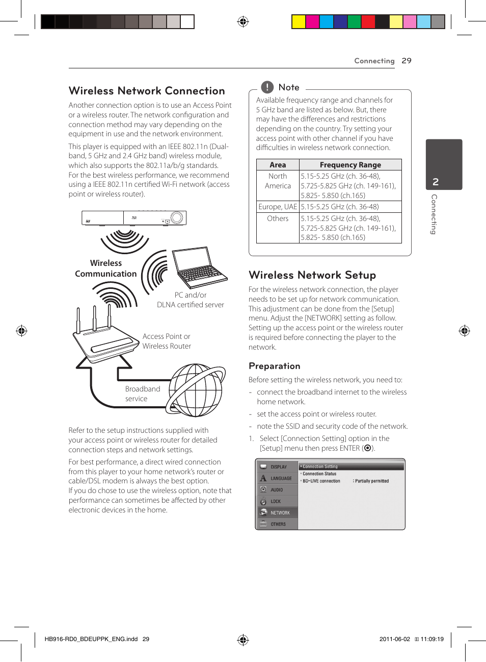 Wireless network connection, Wireless network setup | Pioneer BCS-313 User Manual | Page 29 / 436