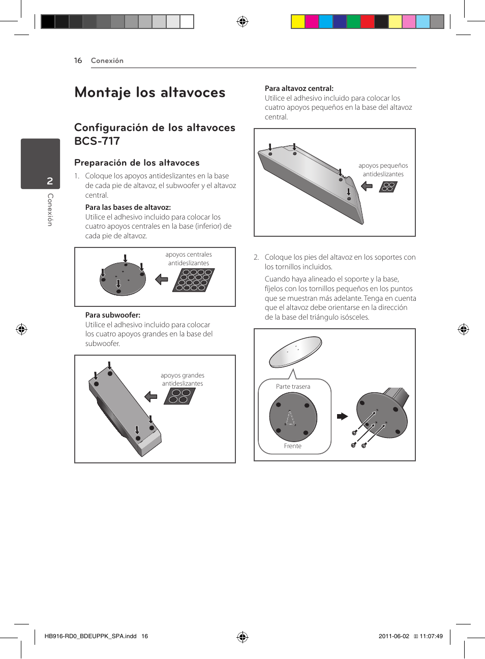 Montaje los altavoces, 16 – configuración de los altavoces, Bcs-717 | Configuración de los altavoces bcs-717, Preparación de los altavoces | Pioneer BCS-313 User Manual | Page 302 / 436