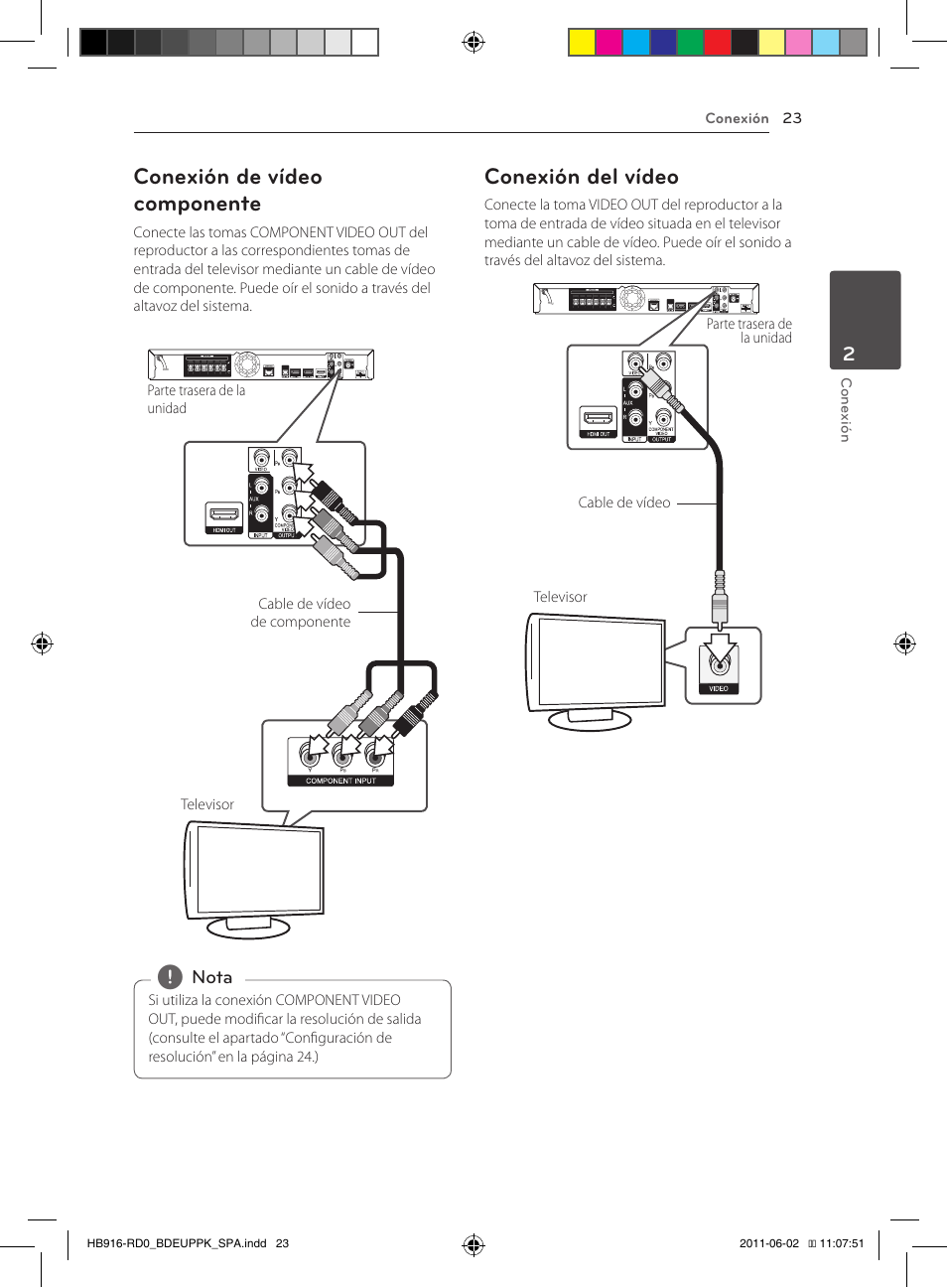 Conexión de vídeo componente, Conexión del vídeo | Pioneer BCS-313 User Manual | Page 309 / 436