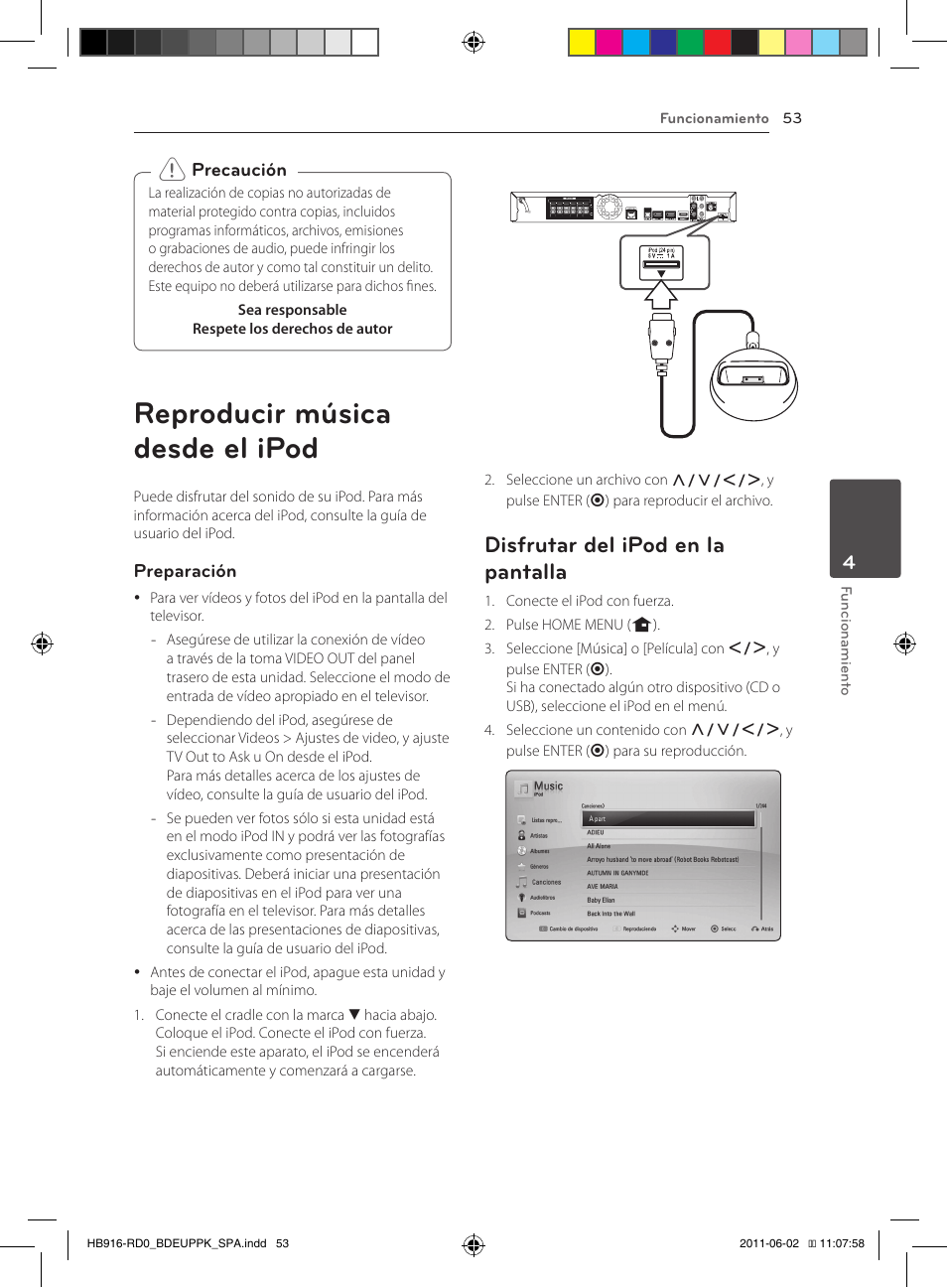 Reproducir música desde el ipod, Disfrutar del ipod en la pantalla | Pioneer BCS-313 User Manual | Page 339 / 436