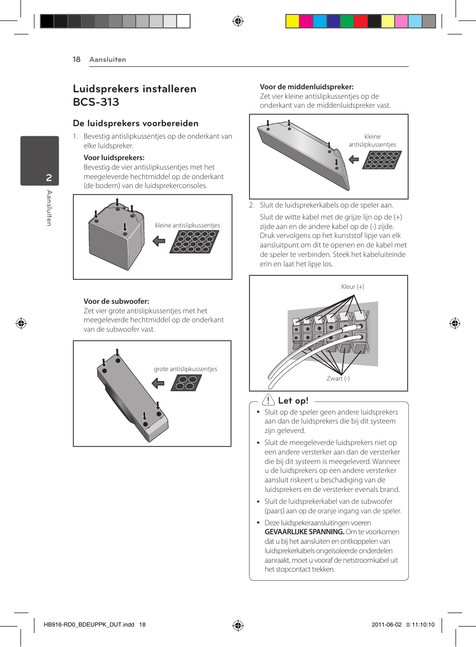 18 – luidsprekers installeren bcs-313, Luidsprekers installeren bcs-313, De luidsprekers voorbereiden | Let op | Pioneer BCS-313 User Manual | Page 374 / 436