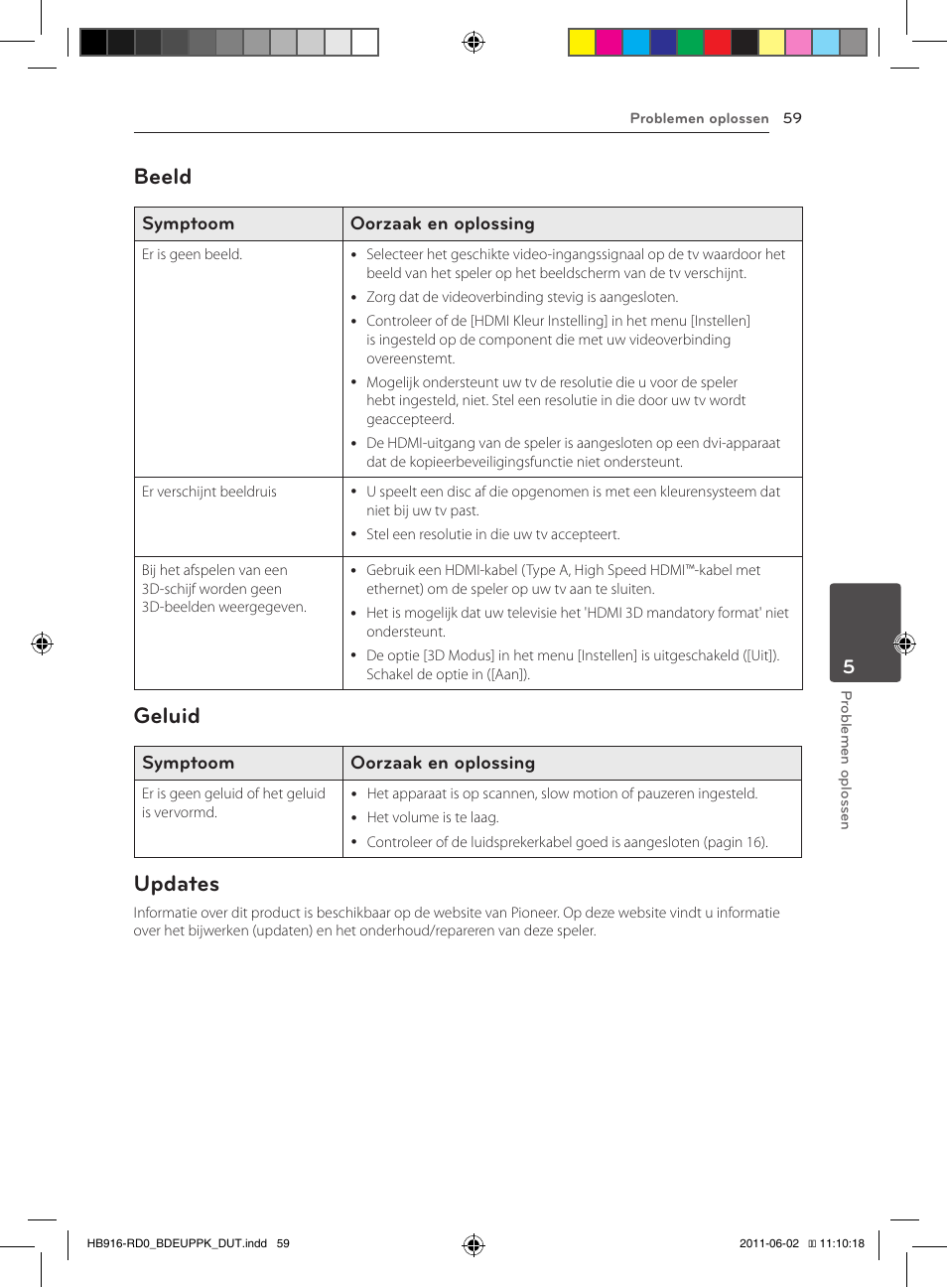 59 – beeld 59 – geluid 59 – updates, Beeld, Geluid | Updates | Pioneer BCS-313 User Manual | Page 415 / 436