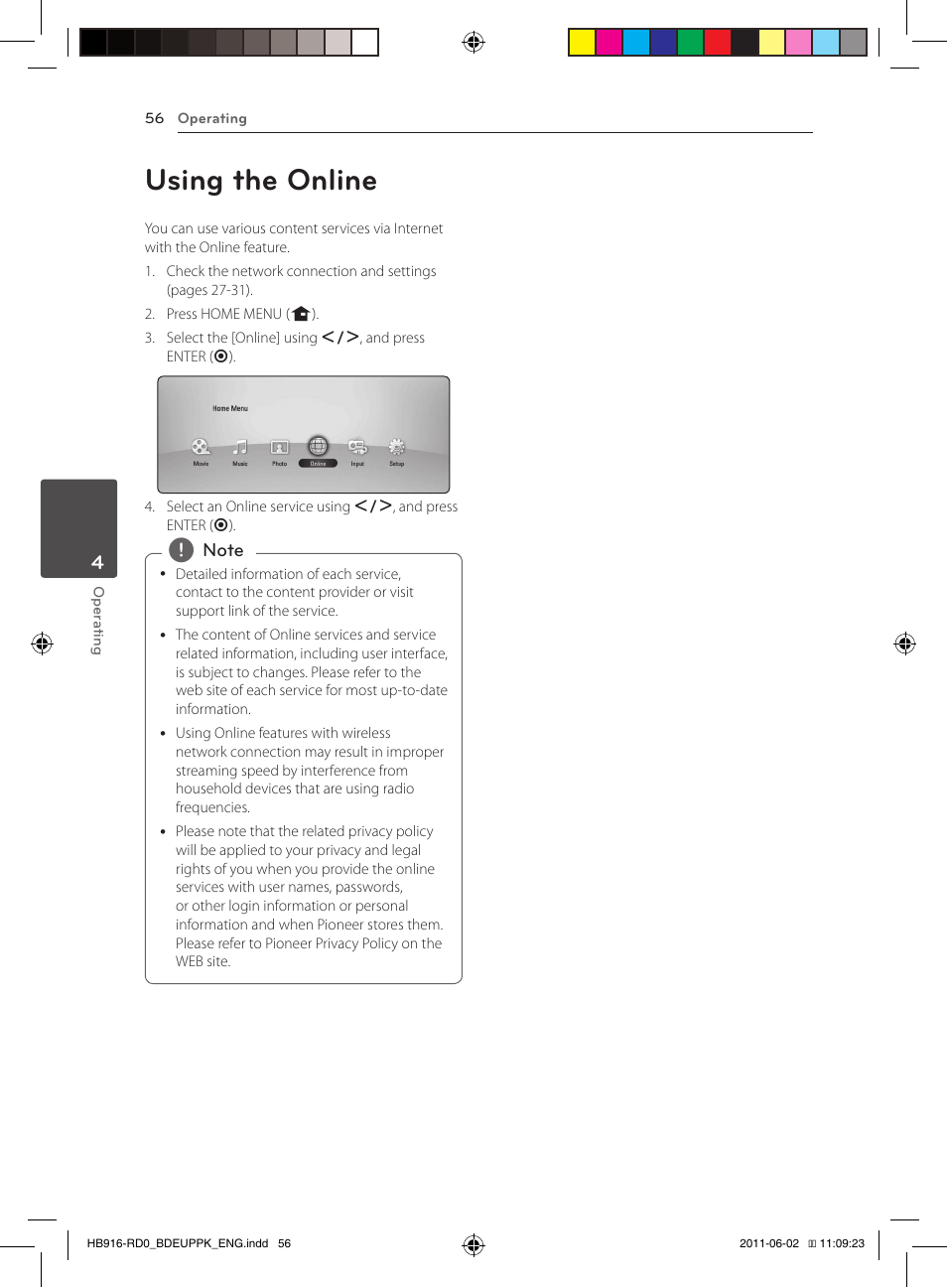 56 using the online, Using the online | Pioneer BCS-313 User Manual | Page 56 / 436