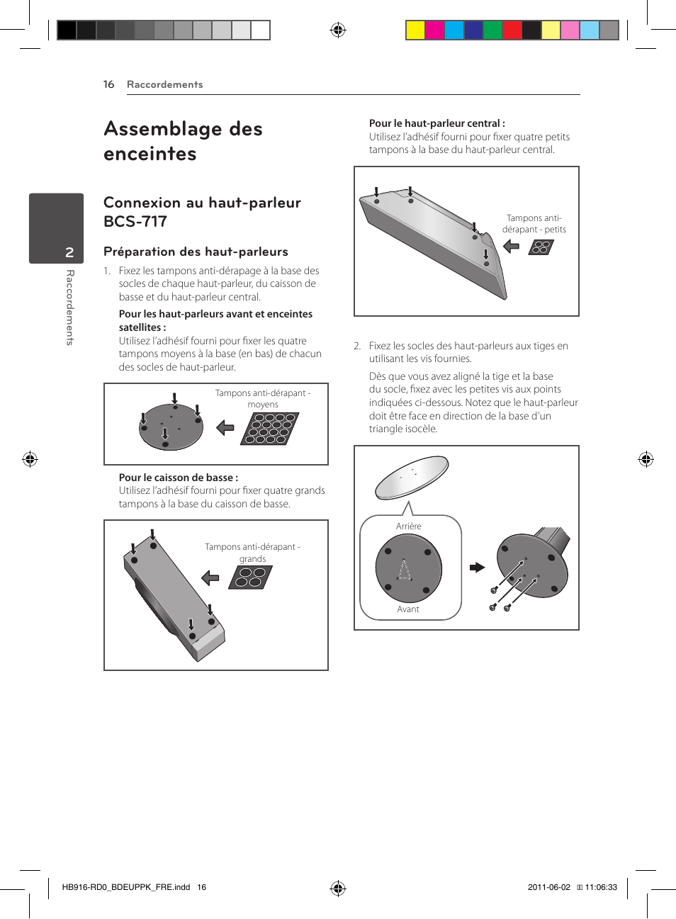 Assemblage des enceintes, 16 – connexion au haut-parleur bcs-717, Connexion au haut-parleur bcs-717 | Préparation des haut-parleurs | Pioneer BCS-313 User Manual | Page 86 / 436