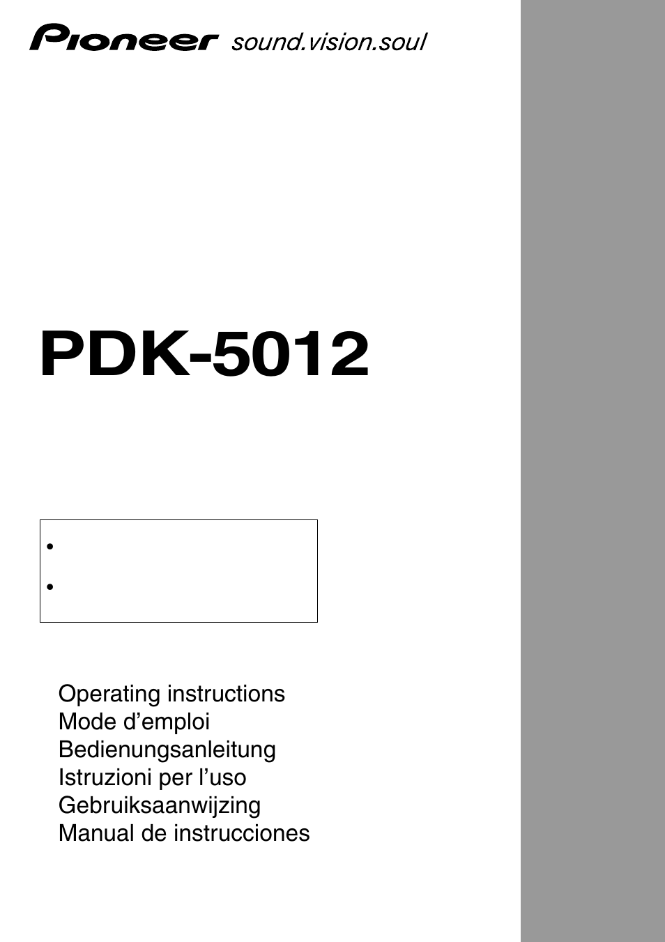 Pioneer PDK-5012 User Manual | 12 pages