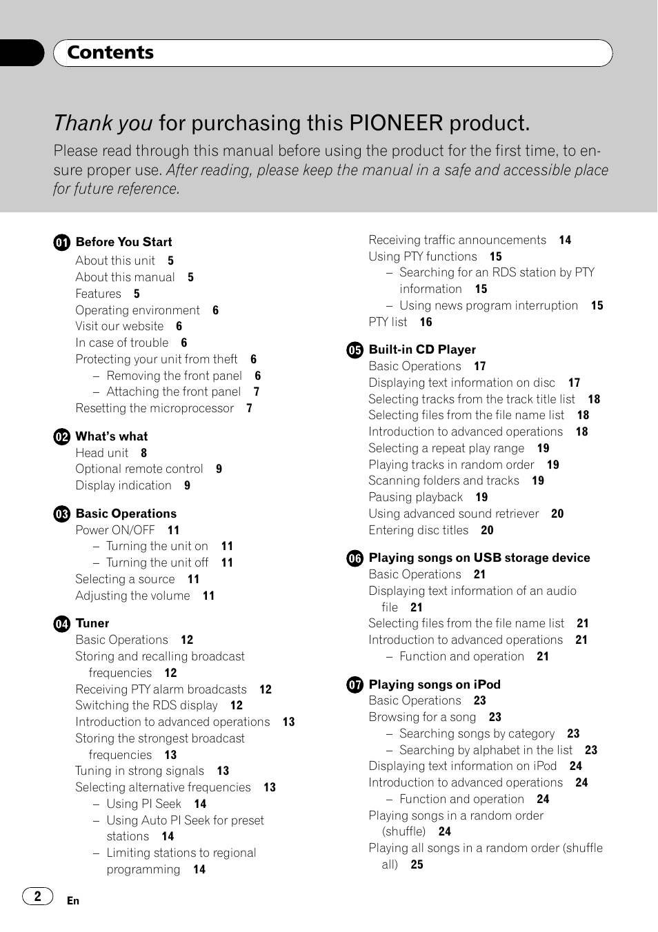 Pioneer DEH-6100BT User Manual | Page 2 / 56