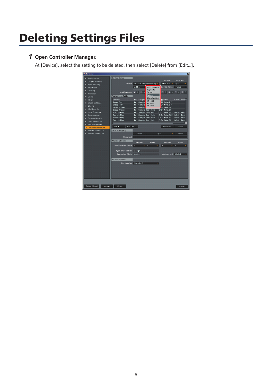 Deleting settings files | Pioneer DDJ-T1 User Manual | Page 5 / 8