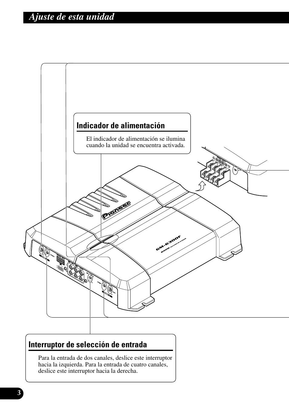 Ajuste de esta unidad | Pioneer GM-6300F User Manual | Page 16 / 86