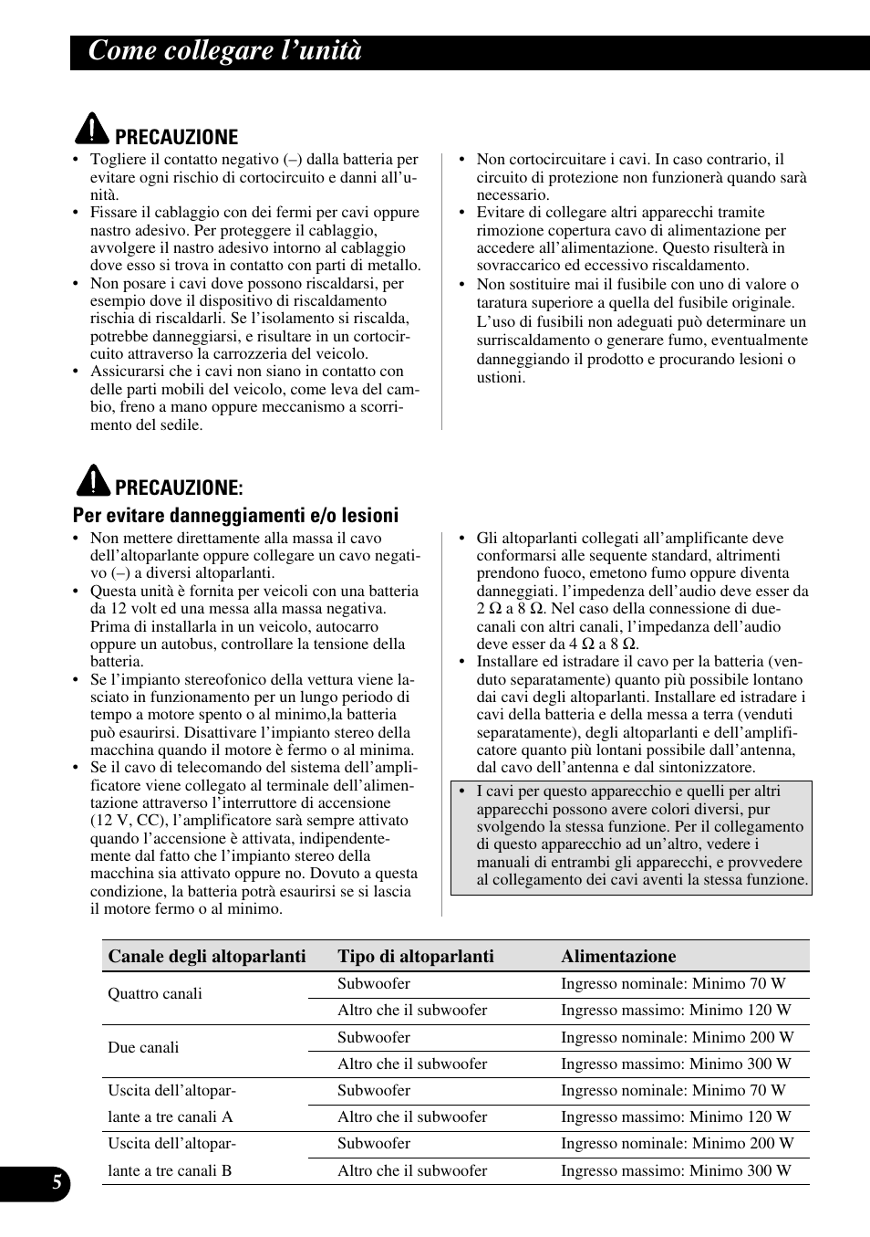 Come collegare i’unità, Come collegare l’unità | Pioneer GM-6300F User Manual | Page 54 / 86