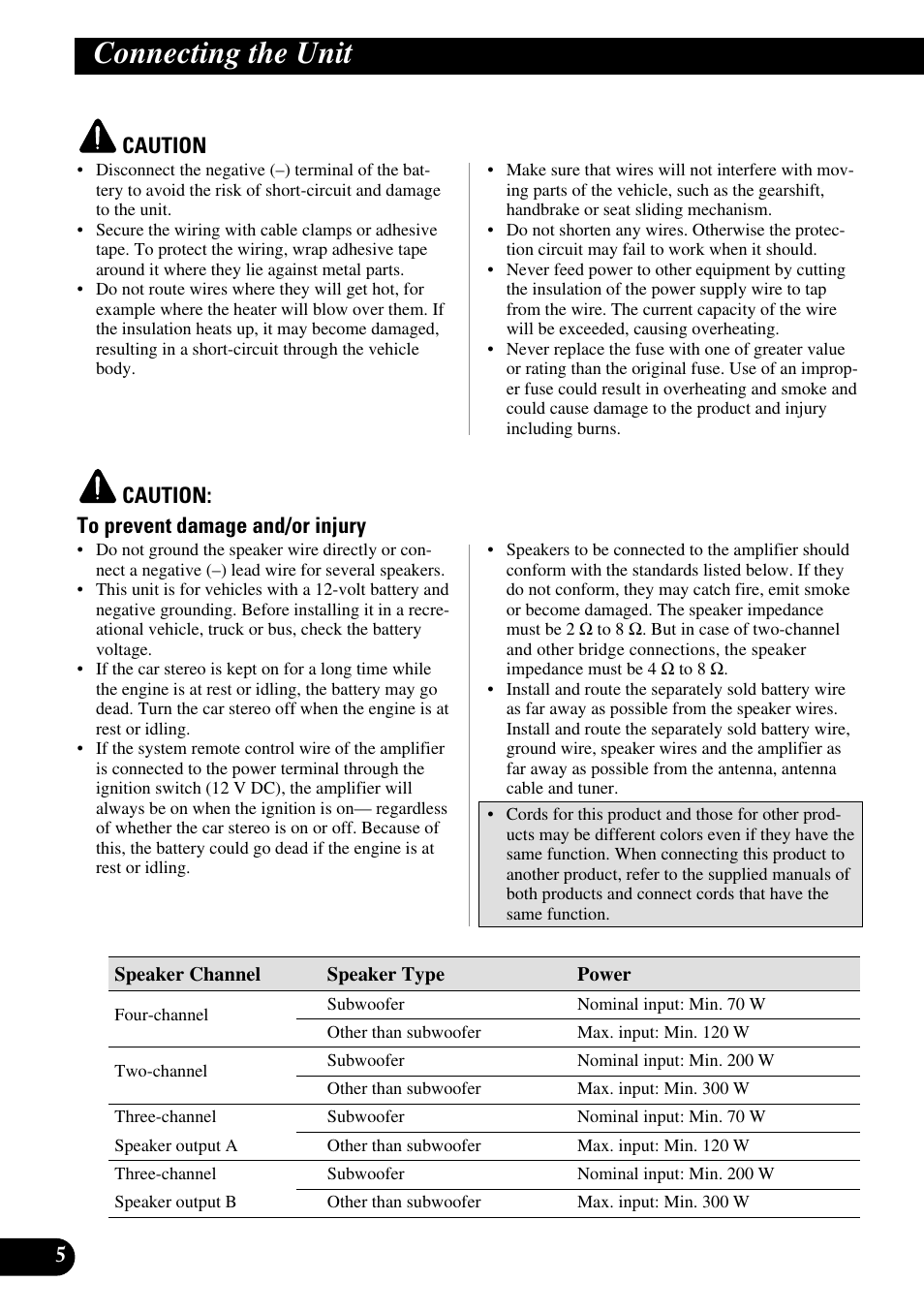 Connecting the unit | Pioneer GM-6300F User Manual | Page 6 / 86