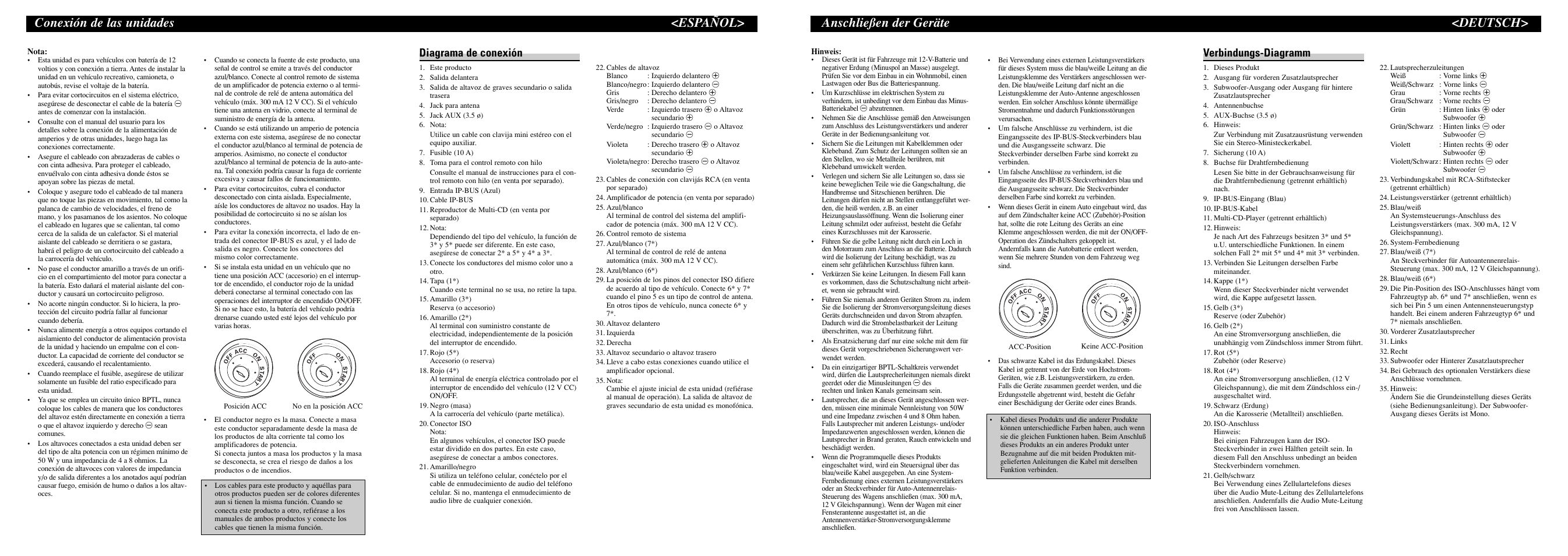 Conexión de las unidades <español, Anschließen der geräte <deutsch, Diagrama de conexión | Verbindungs-diagramm | Pioneer DEH-P4800MP User Manual | Page 6 / 8