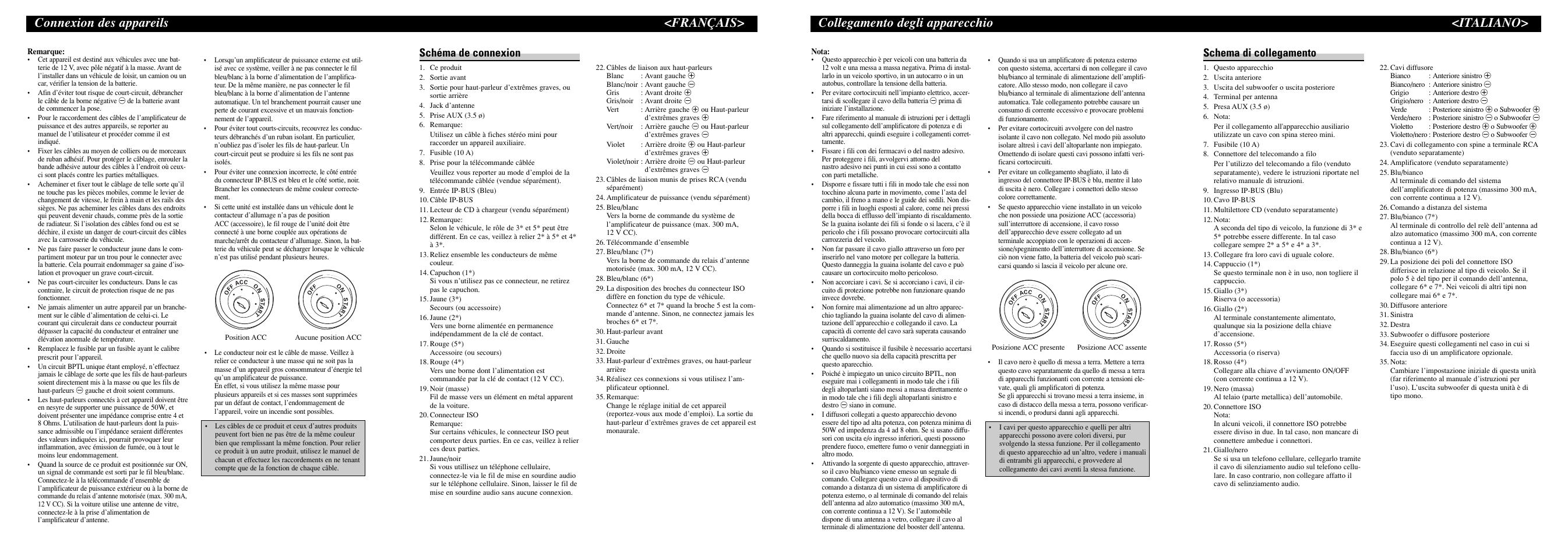 Connexion des appareils <français, Collegamento degli apparecchio <italiano, Schéma de connexion | Schema di collegamento | Pioneer DEH-P4800MP User Manual | Page 7 / 8