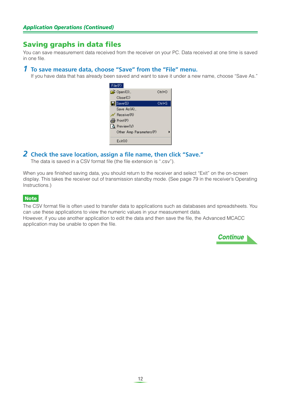 Saving graphs in data files, Ement data in a file | Pioneer VSX-AX5Ai-S User Manual | Page 12 / 30