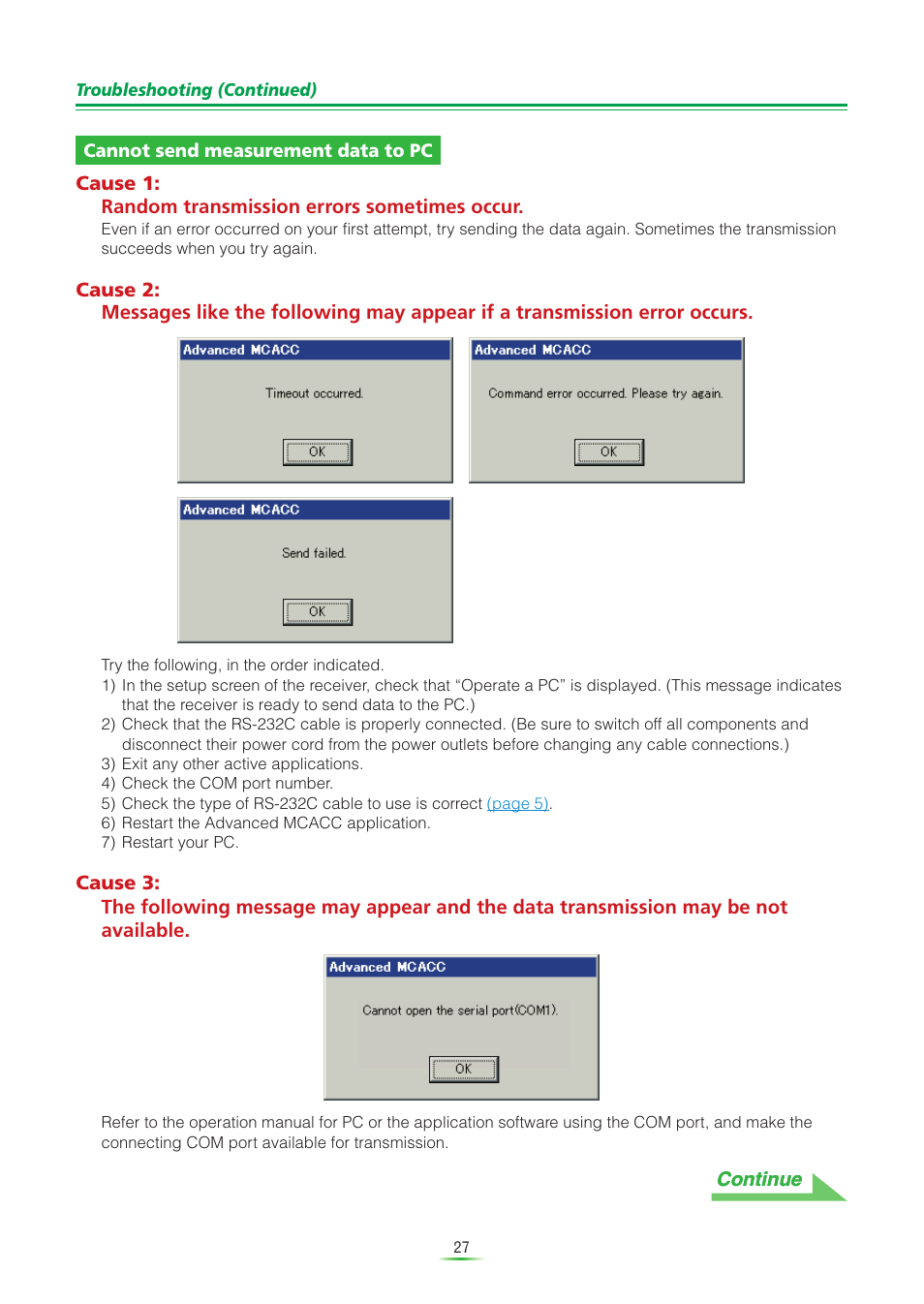 Cannot send measurement data to pc | Pioneer VSX-AX5Ai-S User Manual | Page 27 / 30