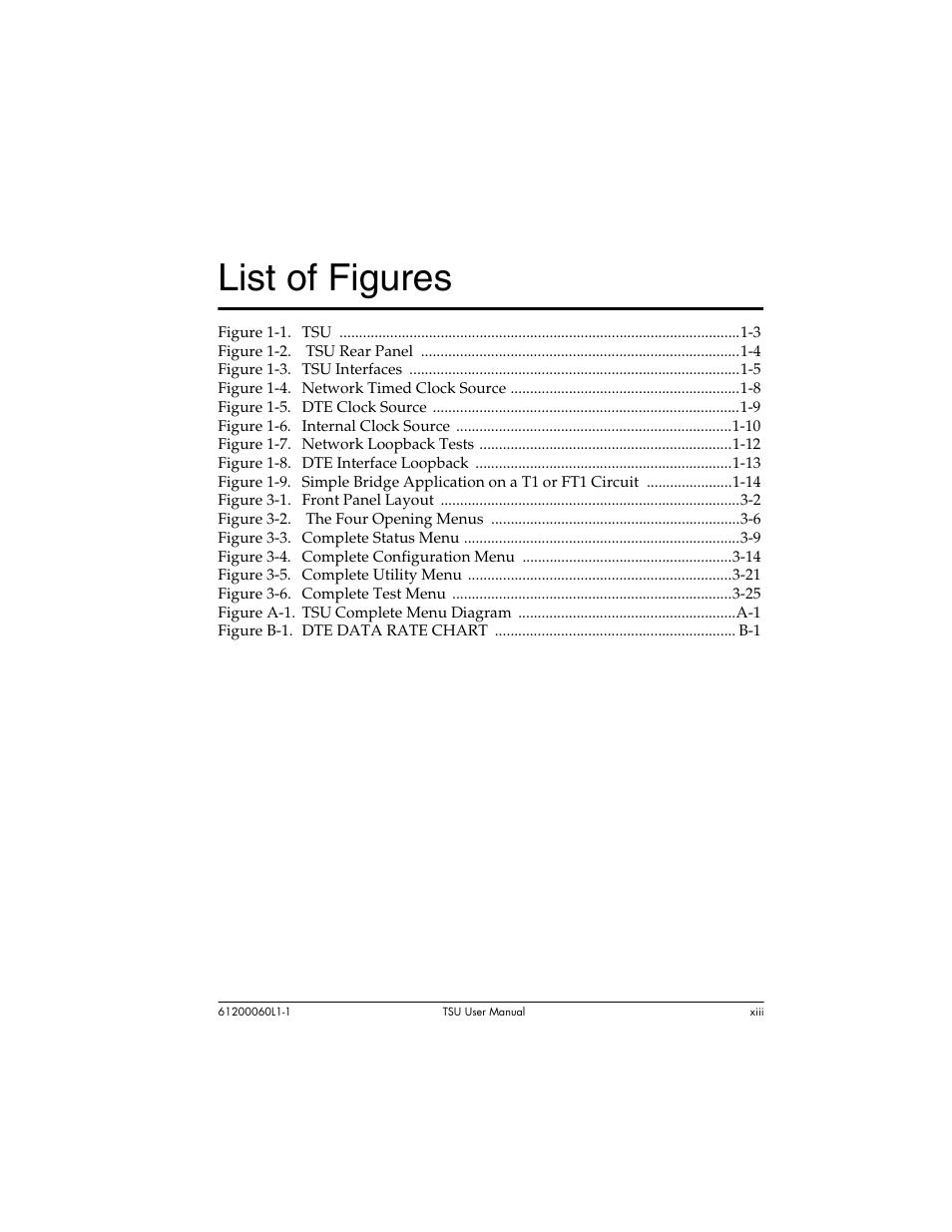 List of figures | ADTRAN T1-FT1 User Manual | Page 13 / 78